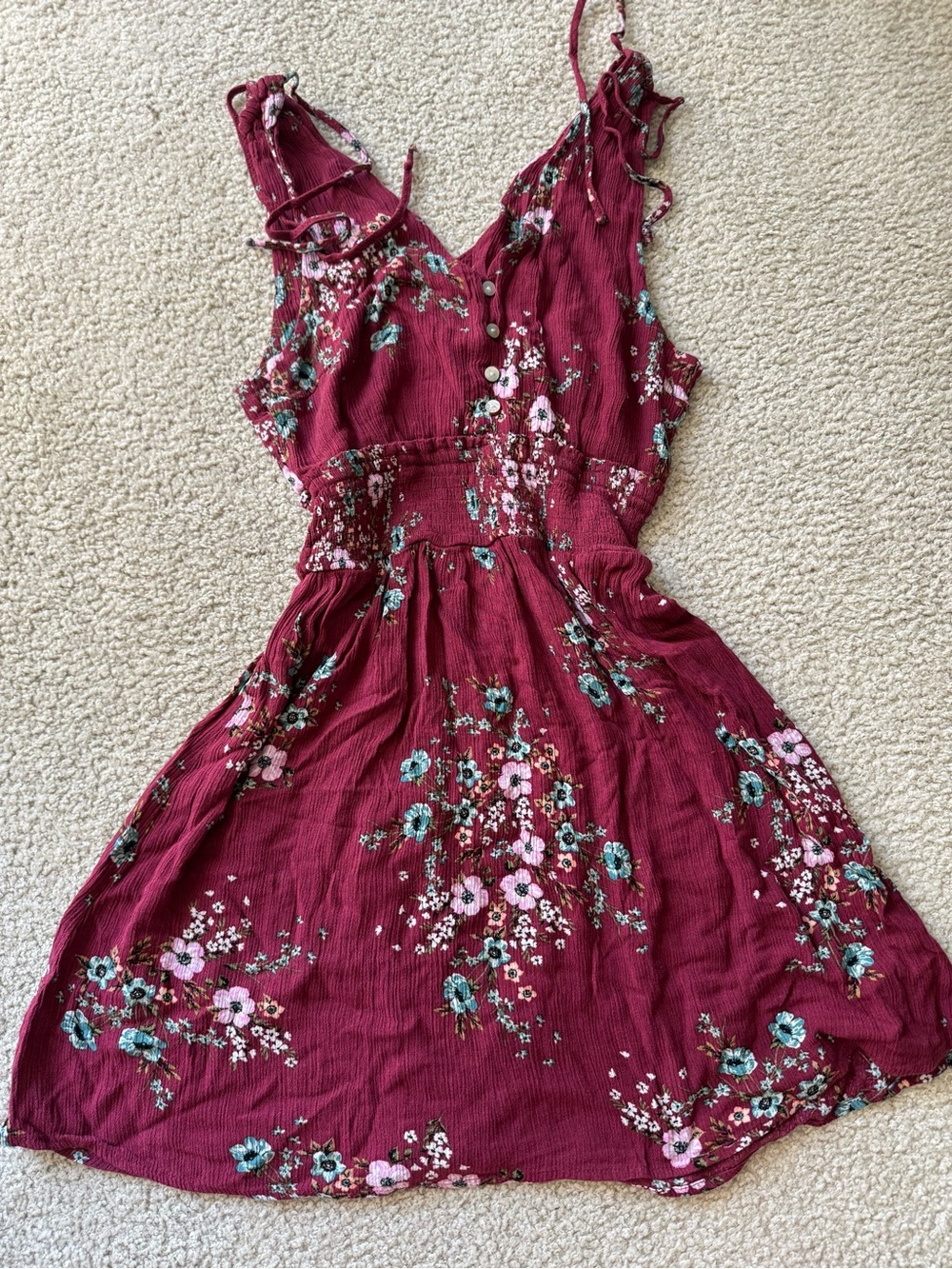 Aeropostale Burgundy Floral Midi Dress summer casual sexy